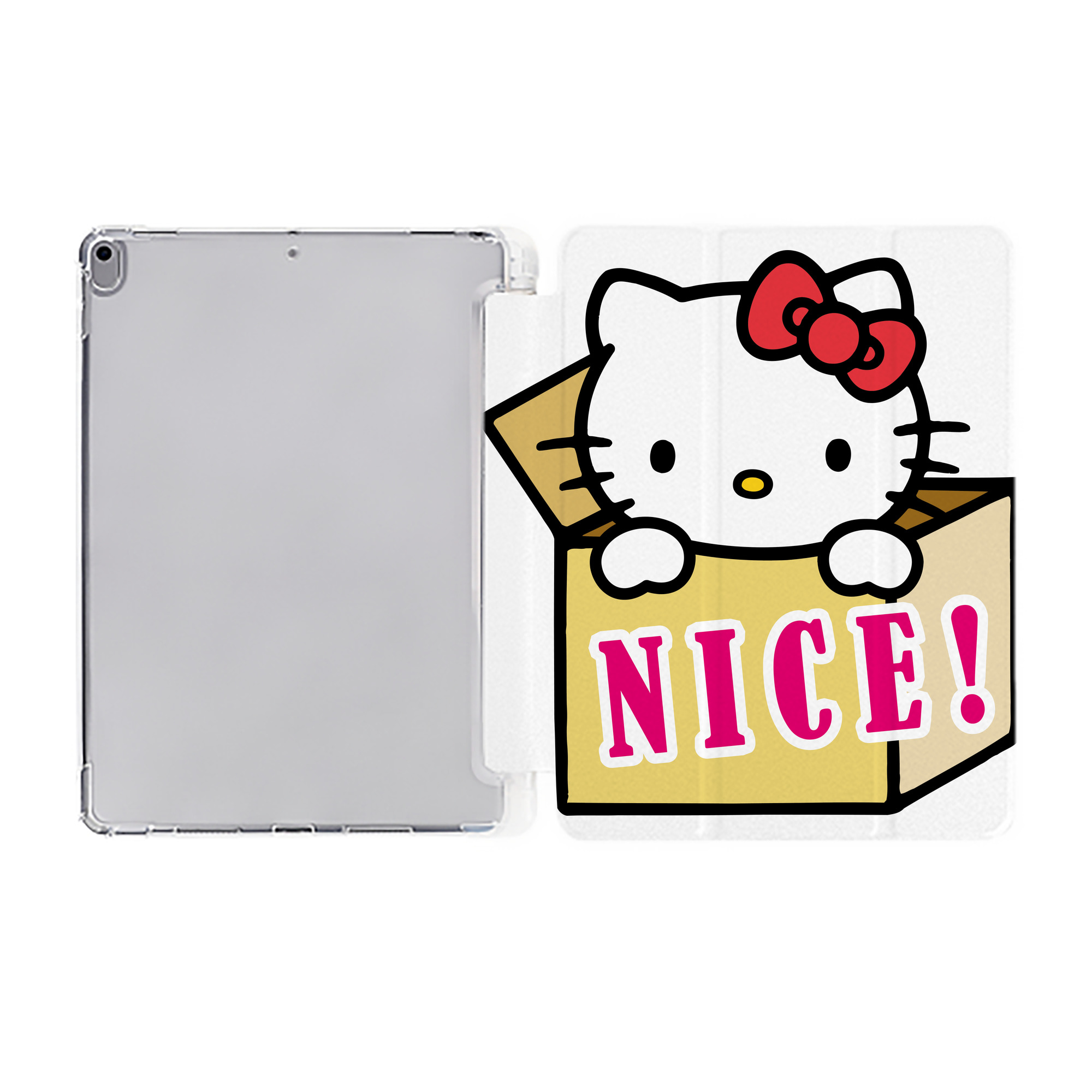 （画像用） Hello Kitty ハローキティ IPad ケース ペン収納付き 三つ折りスタンド PUレザー×シリコン 対応機種9.5/10.5/10.9インチ